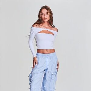 SER.O.YA White Long Sleeve Cut Out Tie Front Blouse